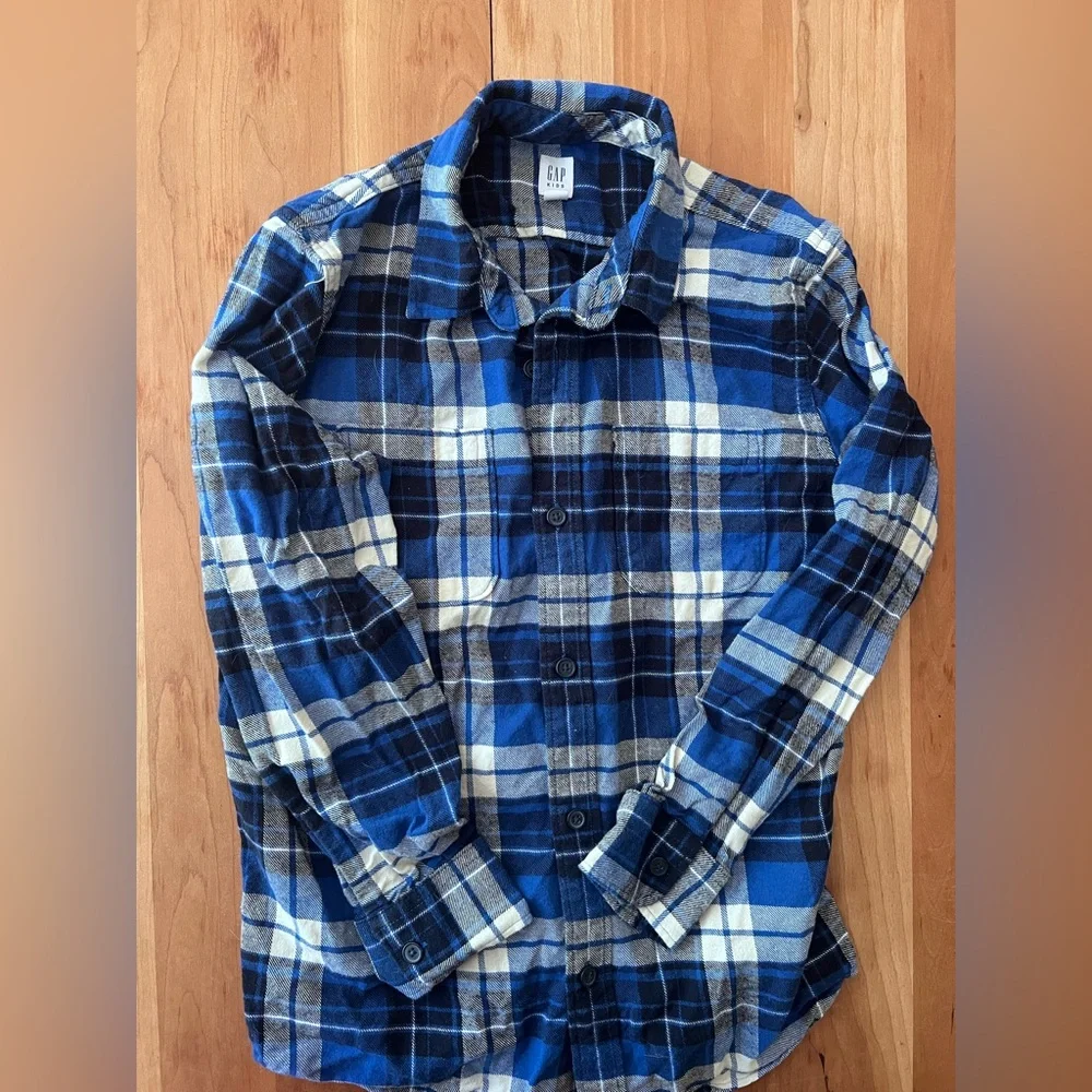 GAP Kids Blue Plaid Button-Up Shirt